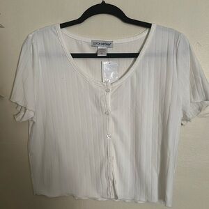 🌟$5 NWT! Nordstrom Cotton Emporium Ribbed Button Down Crop Top.